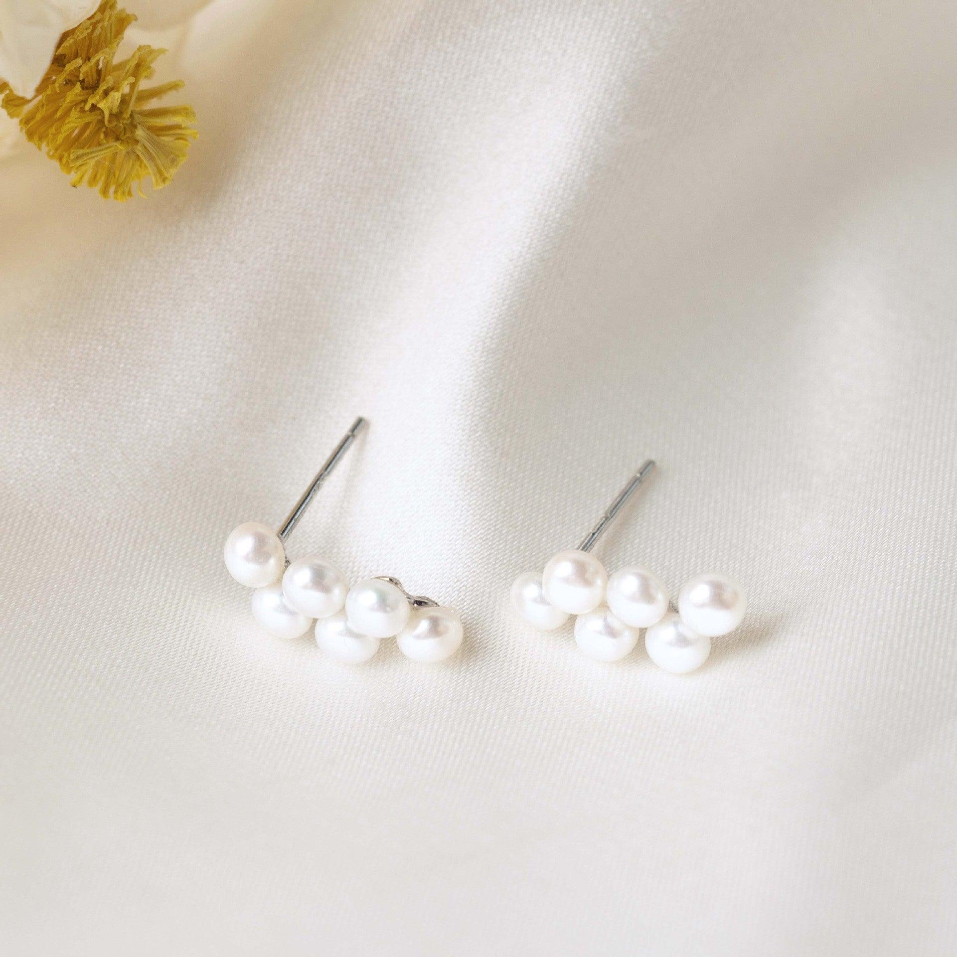 Sterling Silver Grape Stud Earrings - Vineyard-Inspired Elegance