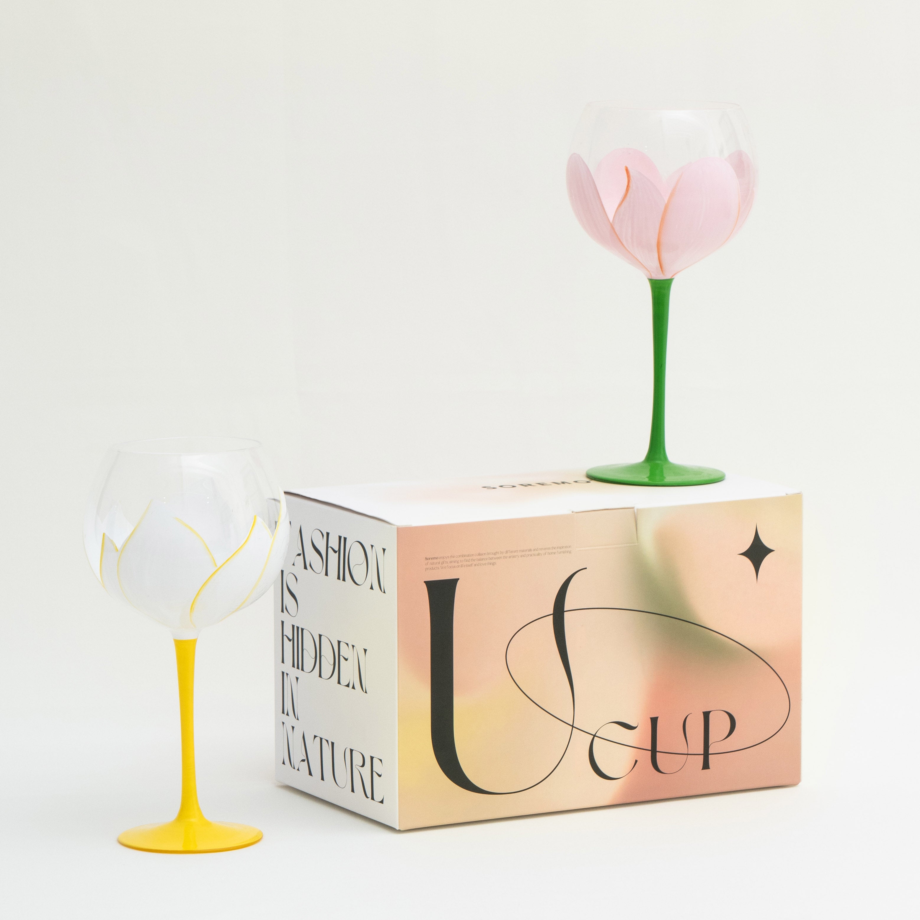 Sun-Kissed Sips: Hand-Painted Tulip Wine Glasses