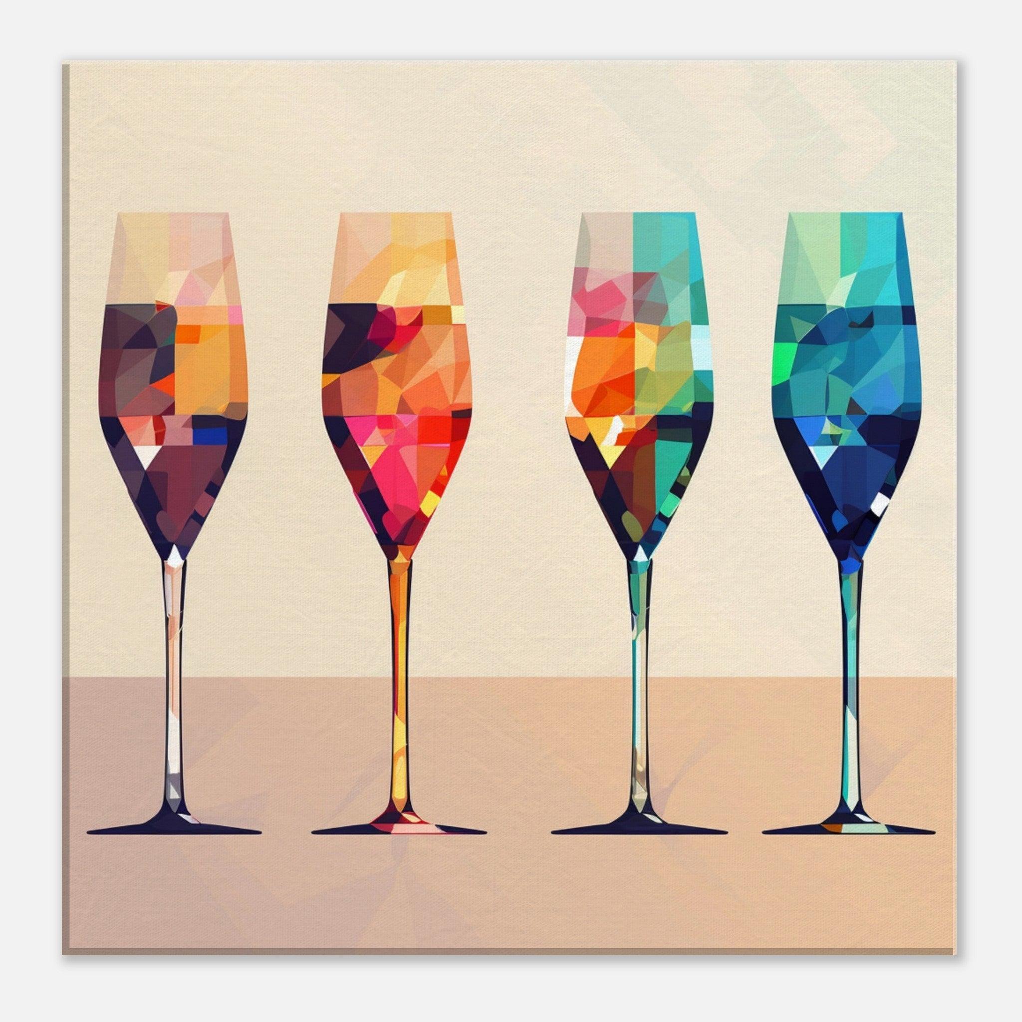champagne glass wine art canvas 