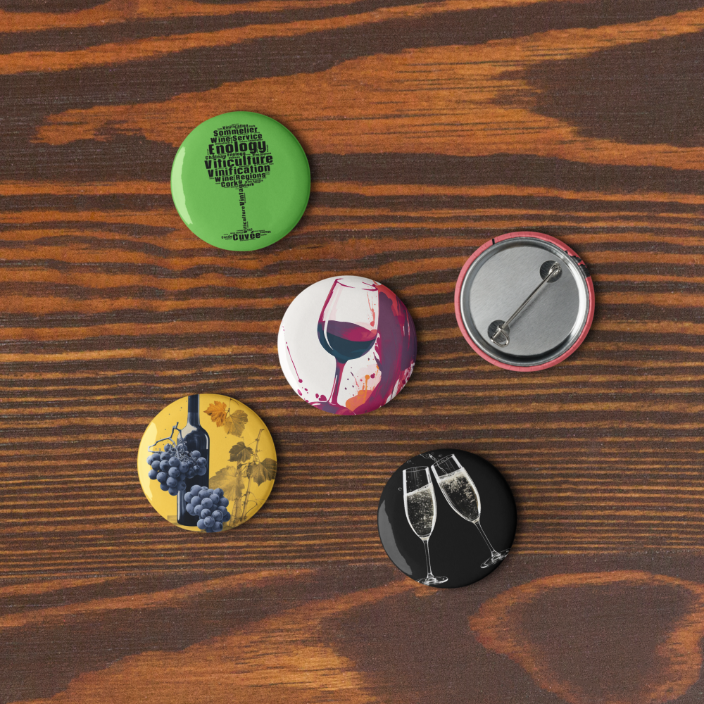 Wine Set of Pin Buttons