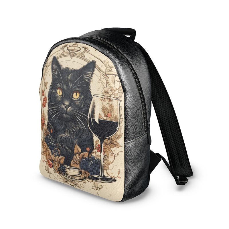 Charming Cat & Wine Backpack - Purr-fect for Cat-Loving Wine Enthusias