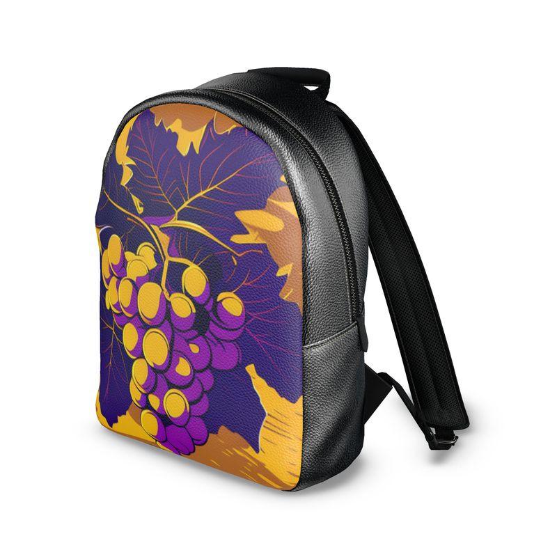 Autumn Vineyard Grapes Leather Backpack - Harvest Chic - SOMM DIGI