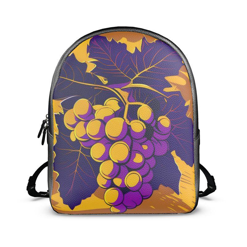 Autumn Vineyard Grapes Leather Backpack - Harvest Chic - SOMM DIGI