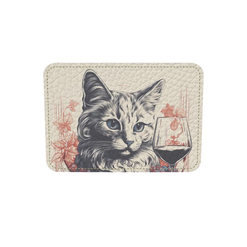 Feline & Wine Leather Backpack - Whimsical Elegance