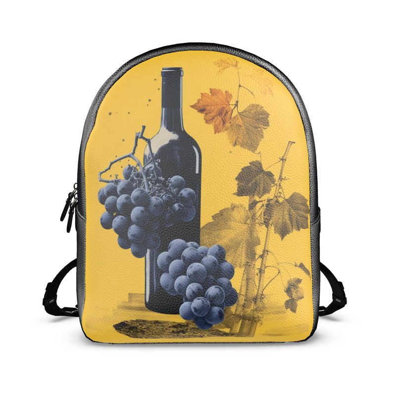 Autumnal Vineyard Harvest Leather Backpack - Vintage Charm