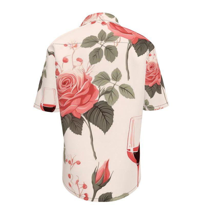 Romantic Rose Print Men's Short Sleeve Shirt - Stylishly Bold - SOMM DIGI