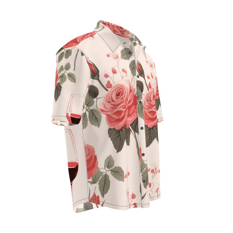 Romantic Rose Print Men's Short Sleeve Shirt - Stylishly Bold