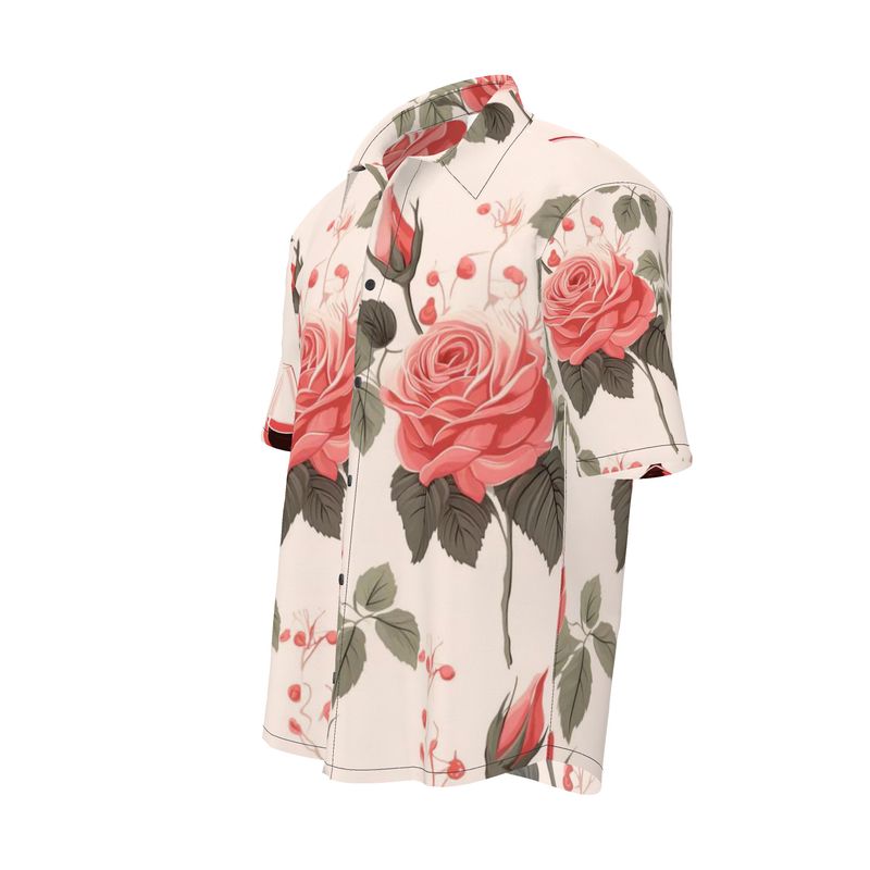 Romantic Rose Print Men's Short Sleeve Shirt - Stylishly Bold