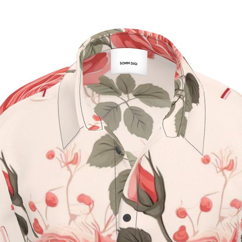 Romantic Rose Print Men's Short Sleeve Shirt - Stylishly Bold - SOMM DIGI